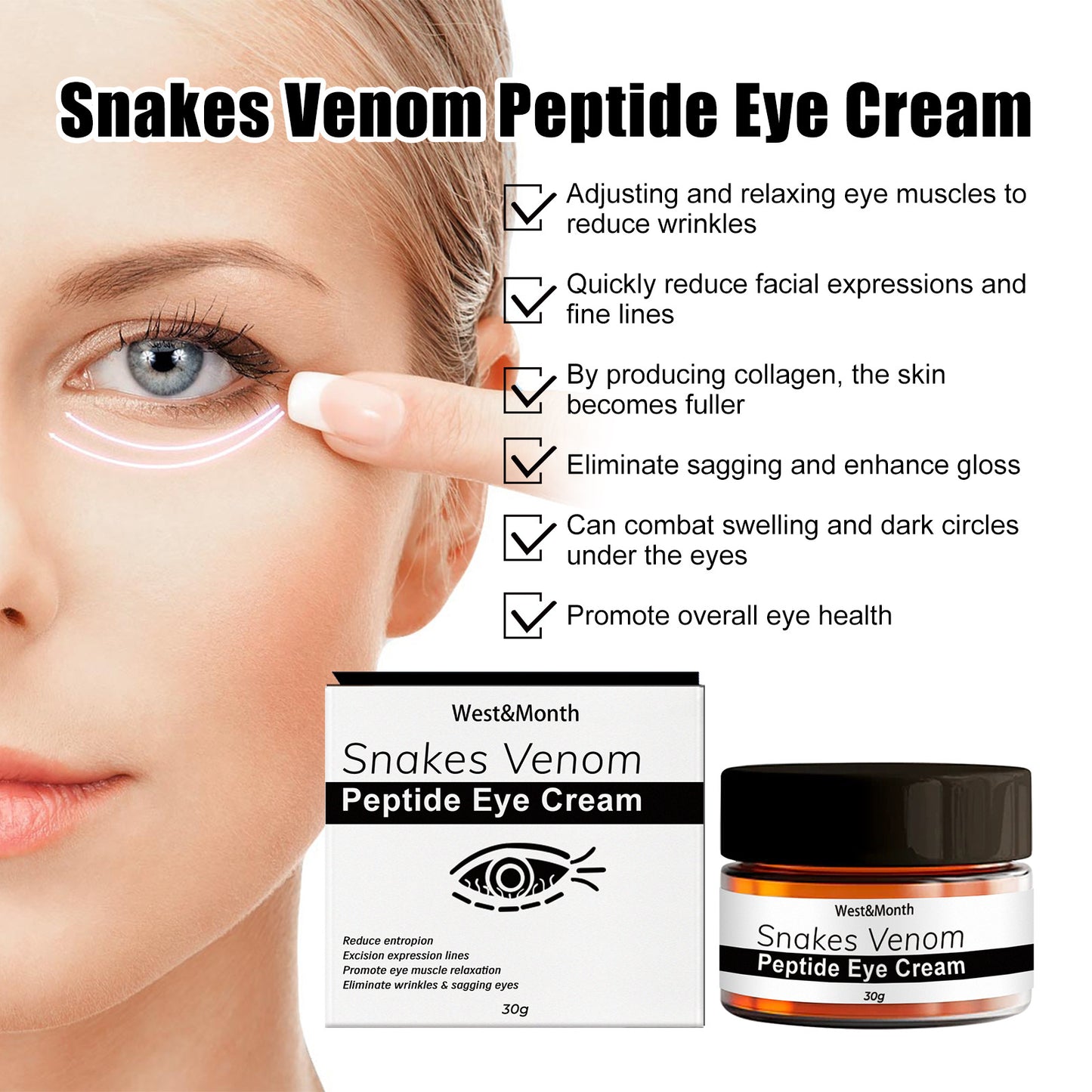 Crema Contorno de Ojos con Péptidos de Veneno de Serpiente: Elimina Bolsas y Ojeras - Tokio Beauty Skin