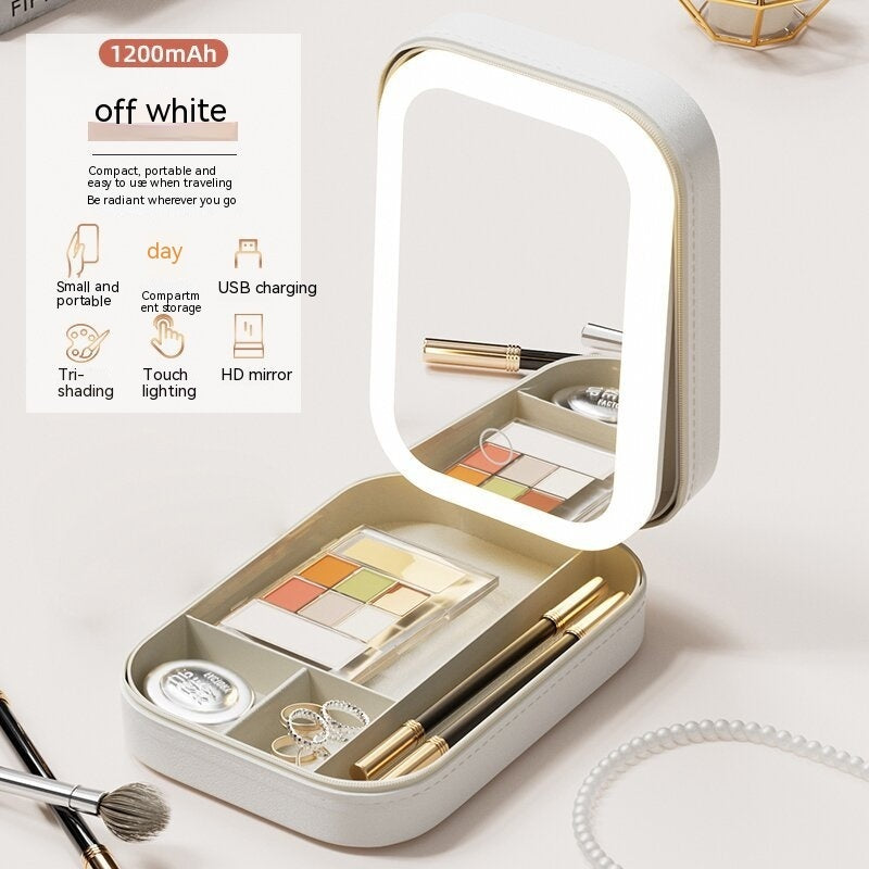 Organizador Portátil de Maquillaje con espejo y luz led Táctil + cable usb - Tokio Beauty Skin