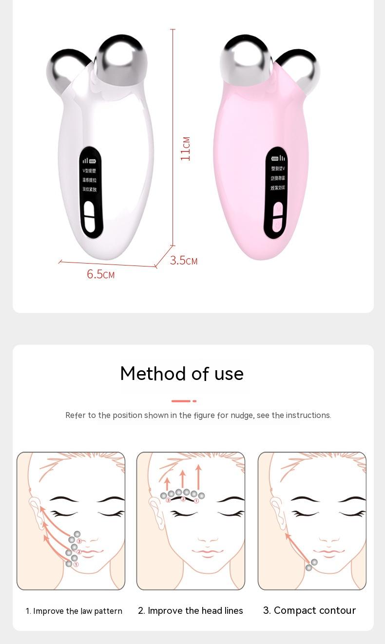 Dispositivo Rosa de Elevación Facial 3D Efecto Lifting con Rodillo EMS, Microcorrientes, Vibración para Eliminar Líneas Finas - Tokio Beauty Skin