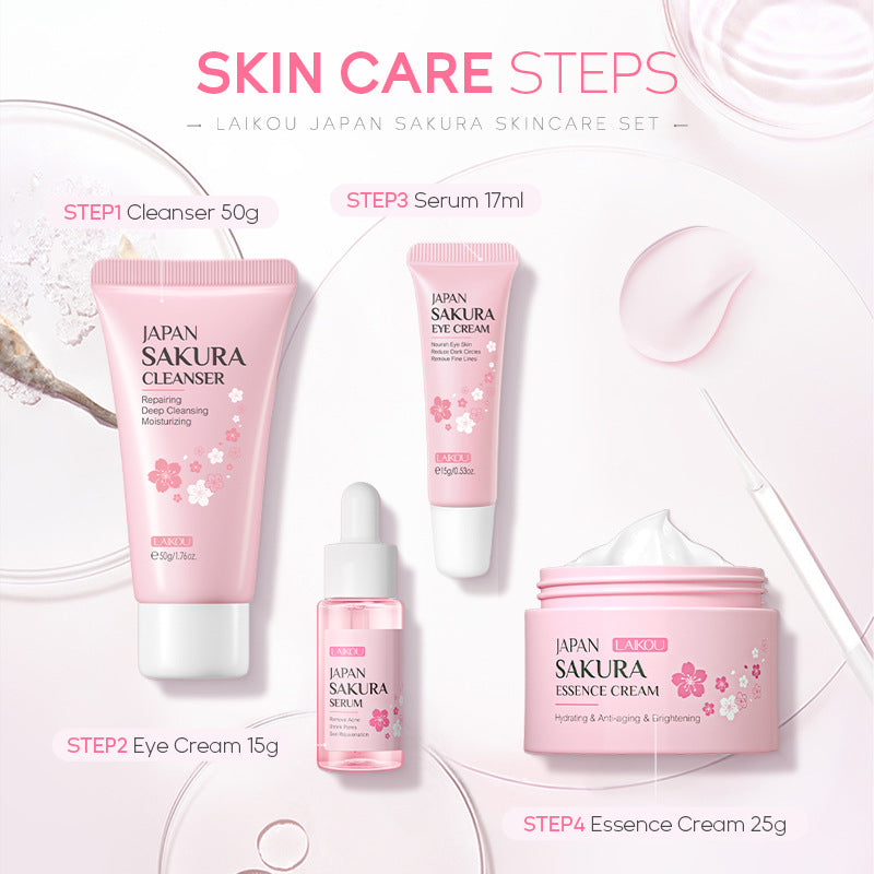 Conjunto Skin Care Japones  de Flor de Cerezo - 4 Piezas - Tokio Beauty Skin