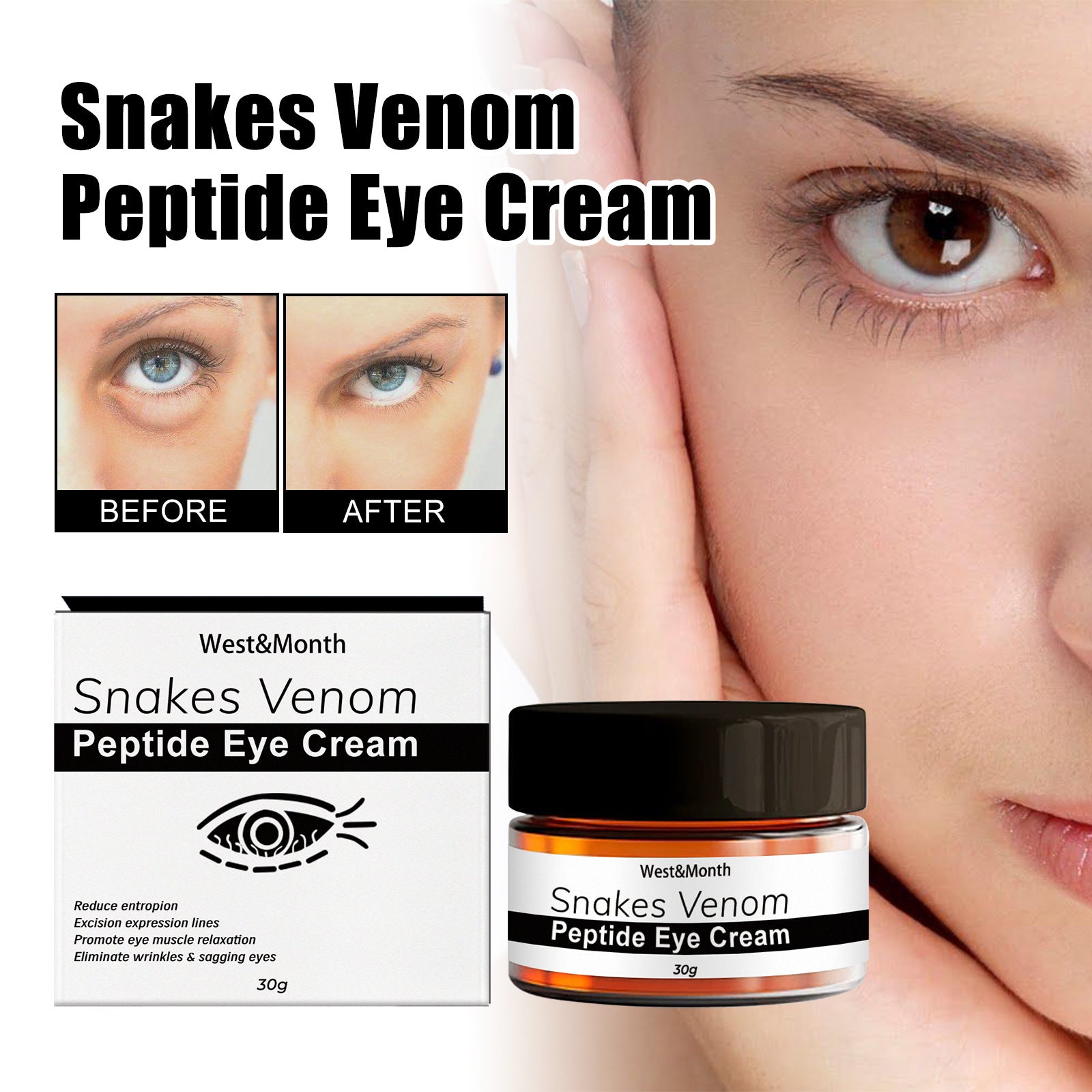 Crema Contorno de Ojos con Péptidos de Veneno de Serpiente: Elimina Bolsas y Ojeras - Tokio Beauty Skin