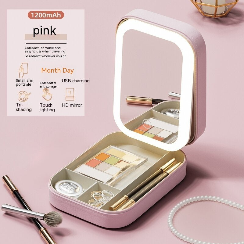 Organizador Portátil de Maquillaje con espejo y luz led Táctil + cable usb - Tokio Beauty Skin